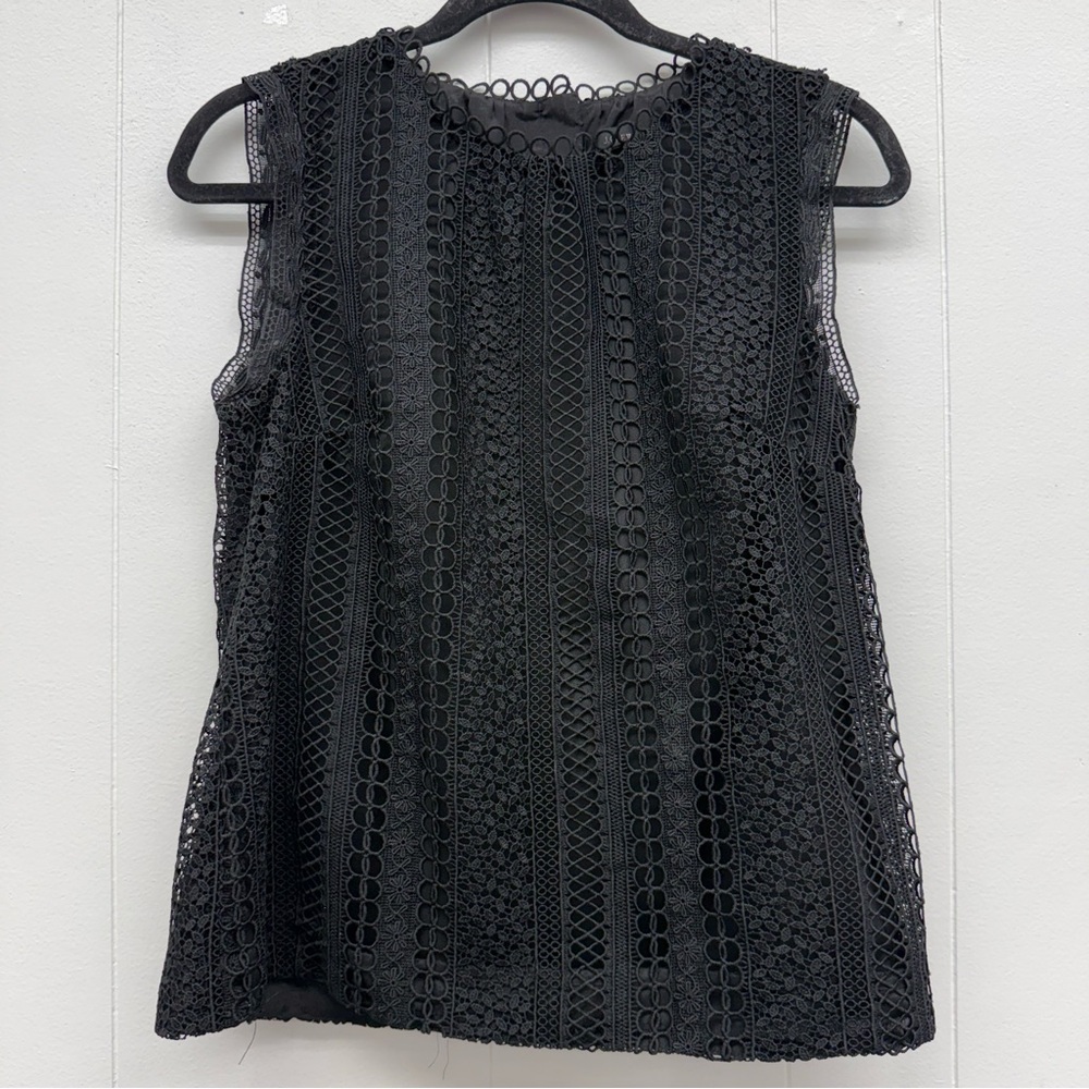 J.Crew Black Mixed Lace Crochet Sleeveless Top Size 2